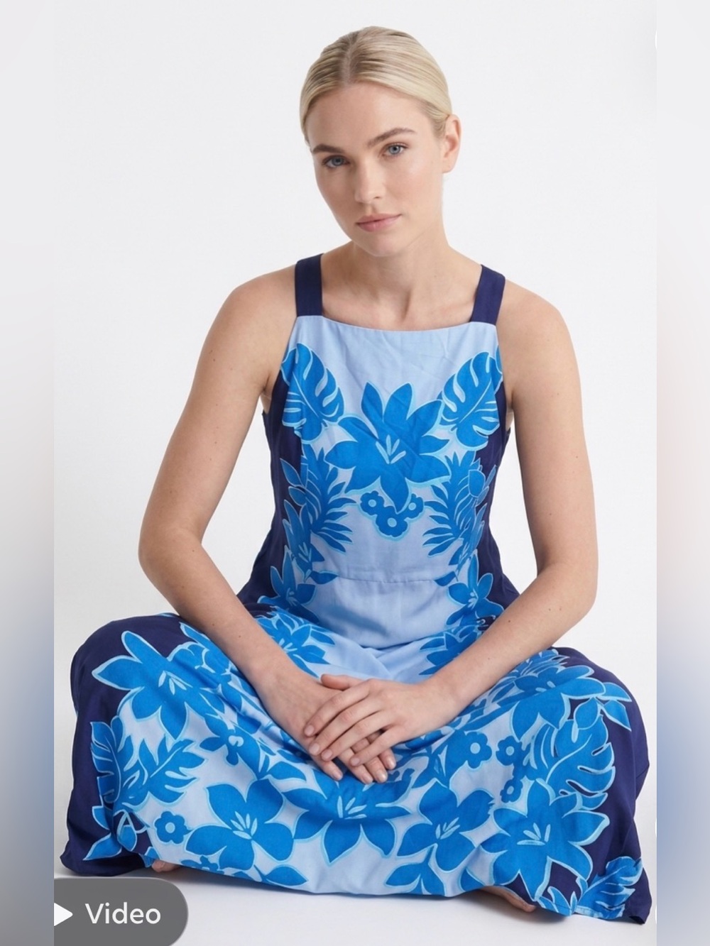 Maggy London Blue Floral Maxi Sz 14W